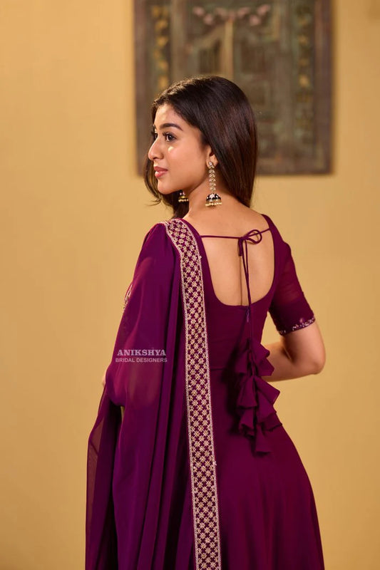 Anikshya Wine Royal Georgette Party wear